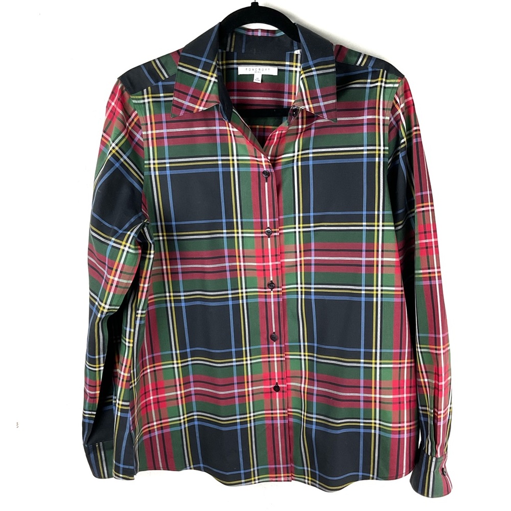 Foxcroft Plaid Cotton Button Up Shirt